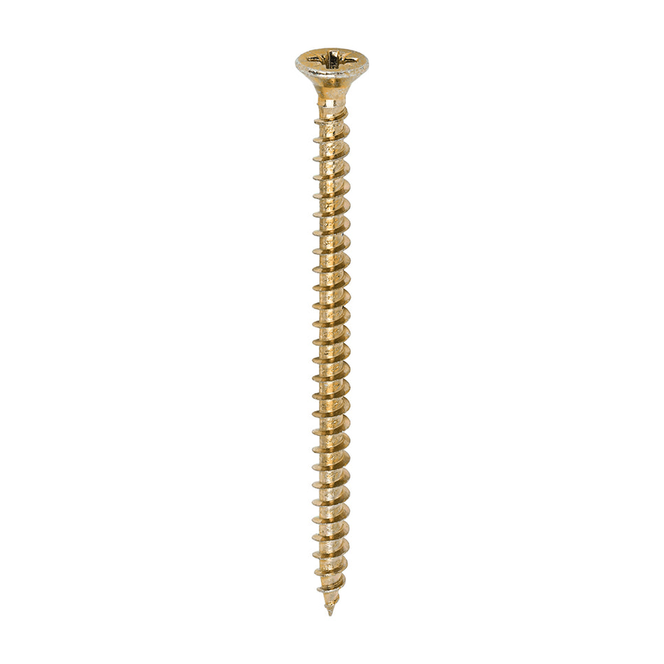 A single thread woodscrew mainly used in various types of timber and man-made boards or into masonry with the use of a plastic plug. 