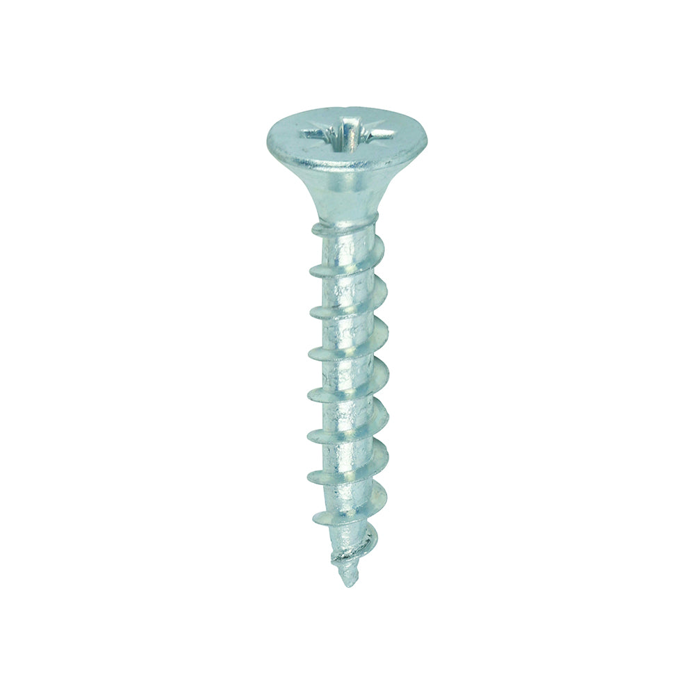 A single thread woodscrew mainly used in various types of timber and man-made boards or into masonry with the use of a plastic plug. 