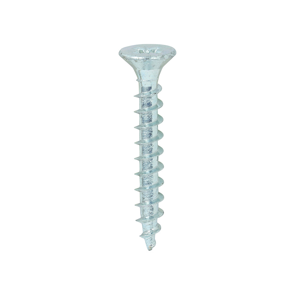 A single thread woodscrew mainly used in various types of timber and man-made boards or into masonry with the use of a plastic plug. 