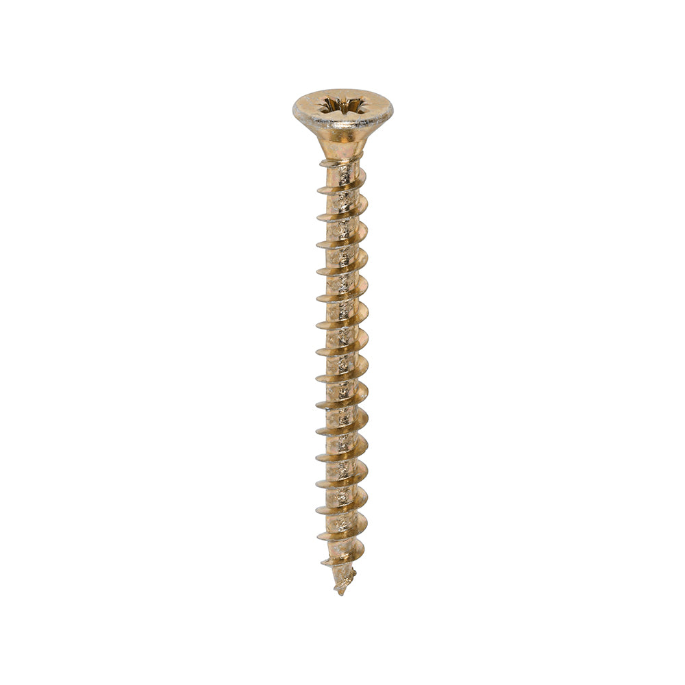 A single thread woodscrew mainly used in various types of timber and man-made boards or into masonry with the use of a plastic plug. 