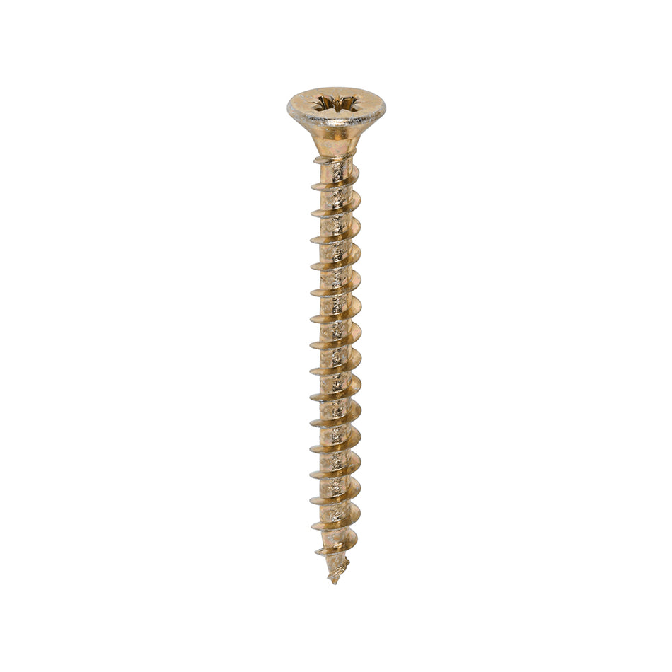 A single thread woodscrew mainly used in various types of timber and man-made boards or into masonry with the use of a plastic plug. 