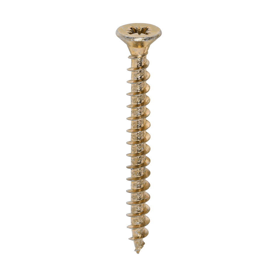 A single thread woodscrew mainly used in various types of timber and man-made boards or into masonry with the use of a plastic plug.