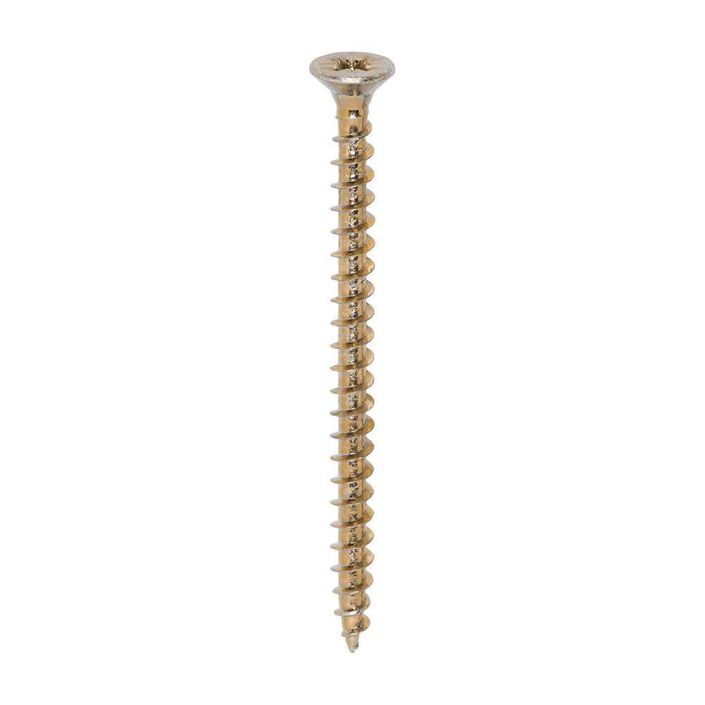 A single thread woodscrew mainly used in various types of timber and man-made boards or into masonry with the use of a plastic plug. 