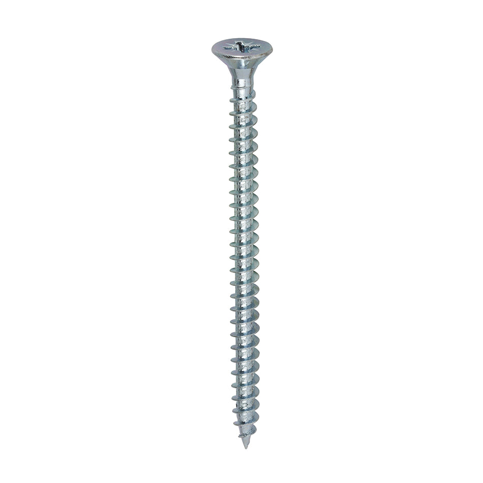 A single thread woodscrew mainly used in various types of timber and man-made boards or into masonry with the use of a plastic plug. 