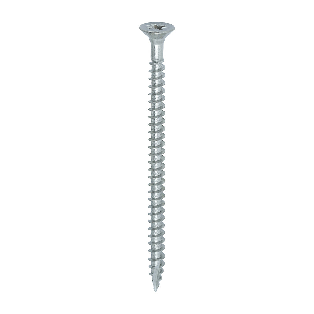 All the features and superior performance of the Classic Multi-Purpose Screw manufactured from marine grade A4 Stainless Steel. 
Ideal for coastal and highly corrosive environments when fixing to softwoods, hardwood (pre-drilled), chipboard, MDF and plastic. 
Stainless steel must be used where there is corrosive environment and/or the base material has inherent corrosive characteristics e.g. Green Oak.
