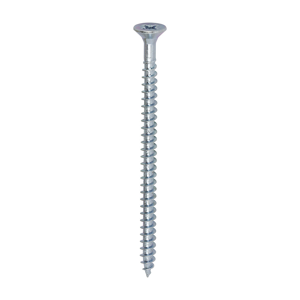 A single thread woodscrew mainly used in various types of timber and man-made boards or into masonry with the use of a plastic plug.