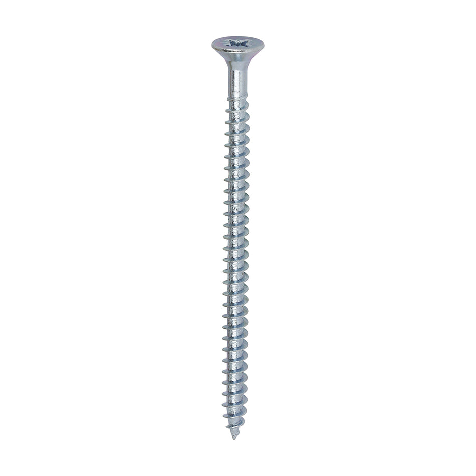 A single thread woodscrew mainly used in various types of timber and man-made boards or into masonry with the use of a plastic plug.