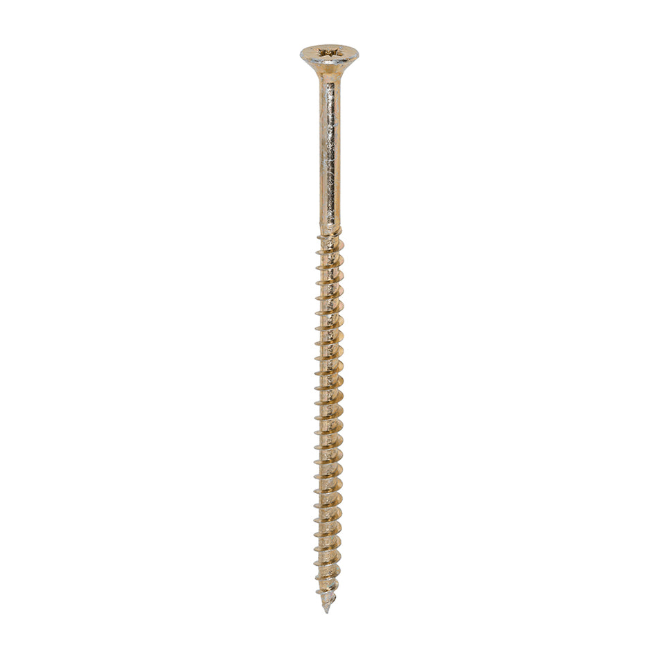 A single thread woodscrew mainly used in various types of timber and man-made boards or or into masonry with the use of a plastic plug.