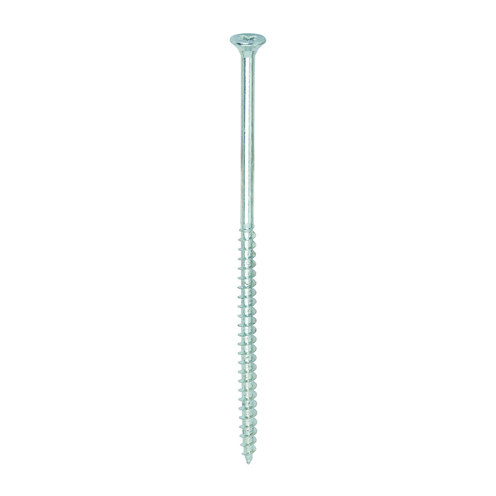 A single thread woodscrew mainly used in various types of timber and man-made boards or into masonry with the use of a plastic plug.