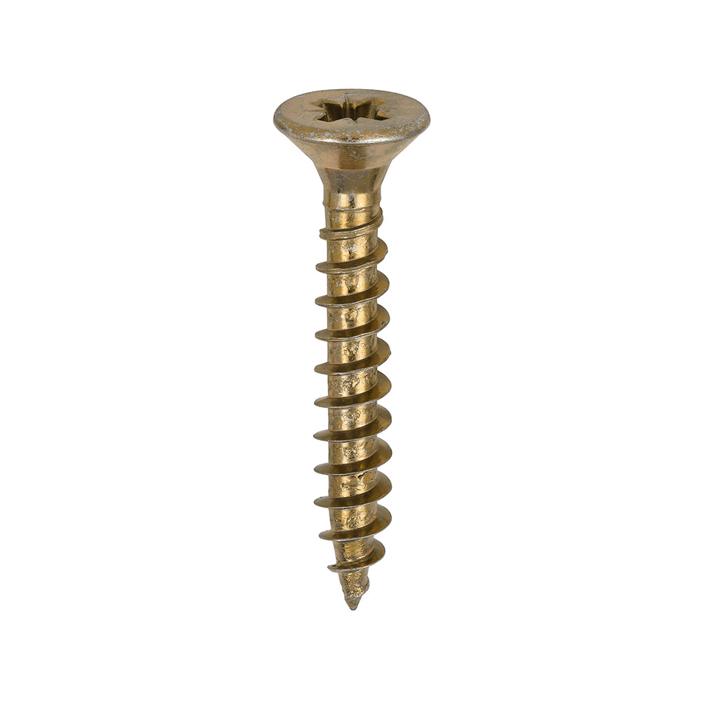 A single thread woodscrew mainly used in various types of timber and man-made boards or into masonry with the use of a plastic plug. 