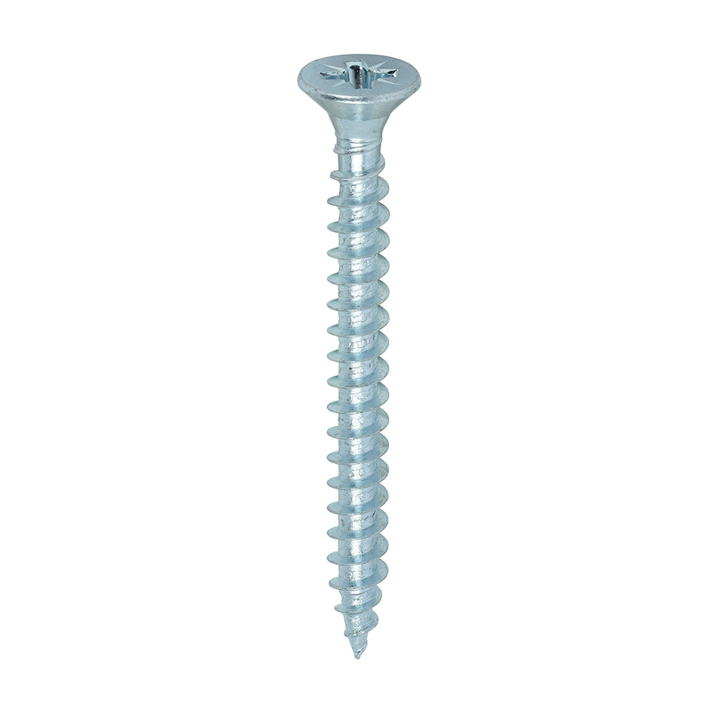 A single thread woodscrew mainly used in various types of timber and man-made boards or into masonry with the use of a plastic plug. 