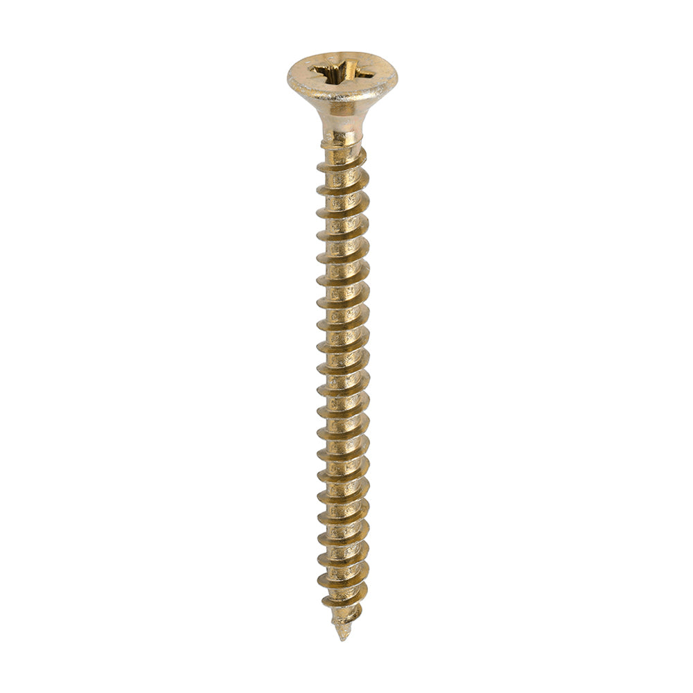 A single thread woodscrew mainly used in various types of timber and man-made boards or into masonry with the use of a plastic plug. 