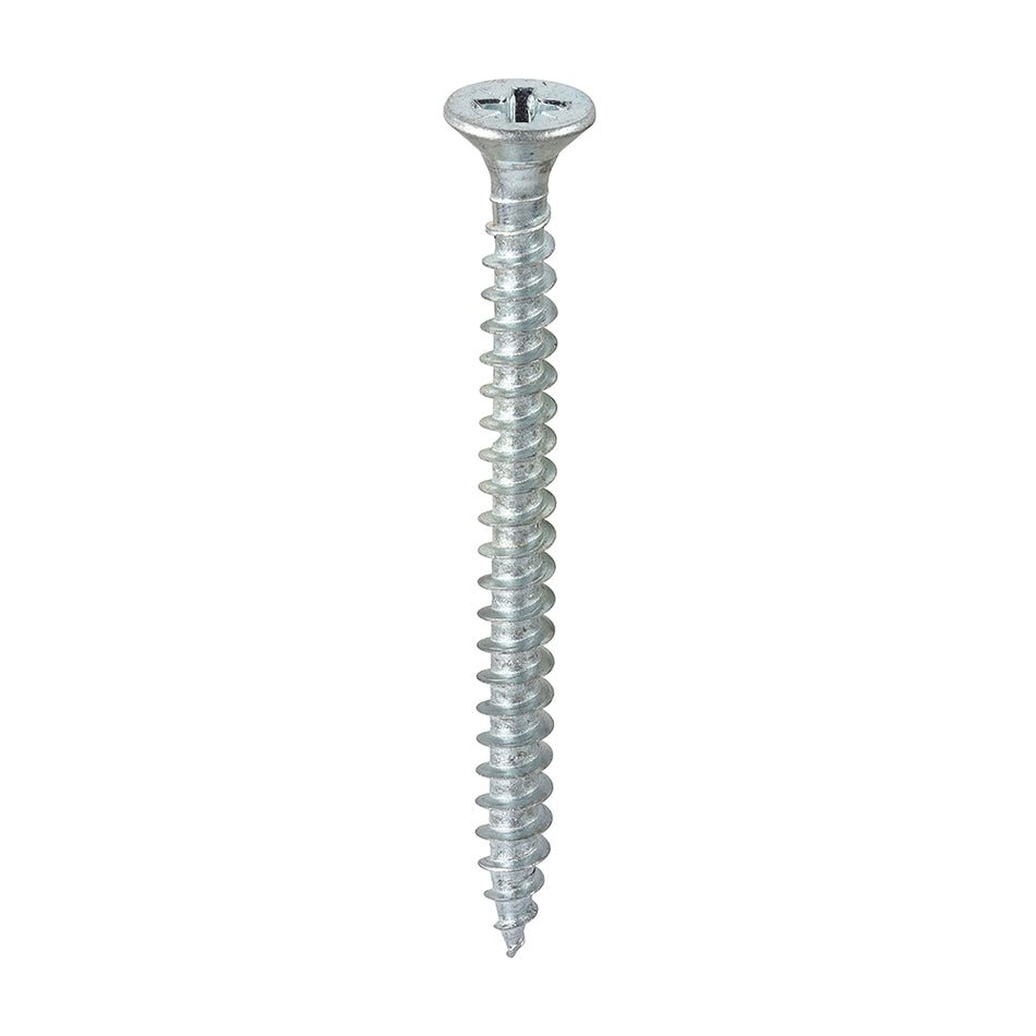 A single thread woodscrew mainly used in various types of timber and man-made boards or into masonry with the use of a plastic plug. 