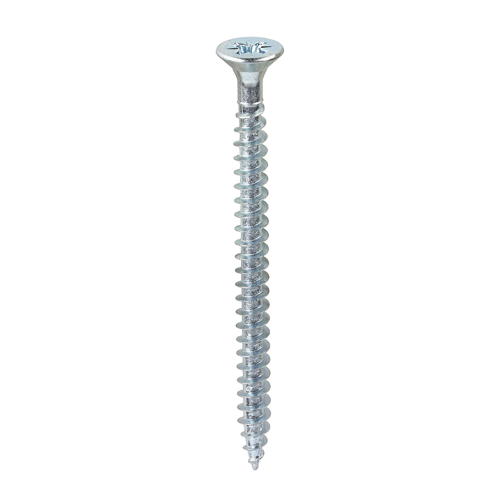 A single thread woodscrew mainly used in various types of timber and man-made boards or into masonry with the use of a plastic plug.