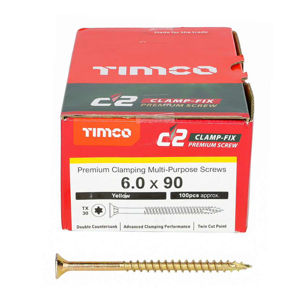 A premium multi-material screw featuring the award winning C2 twin-cut technology. The dual angle partial thread and high torque TX drive ensures maximum clamping strength on every fixing. Designed to prevent the timber from â€˜jackingâ€™ apart when fastening timber to timber. Ideal for applications such as timber studwork, panelling, roof and decking framework.