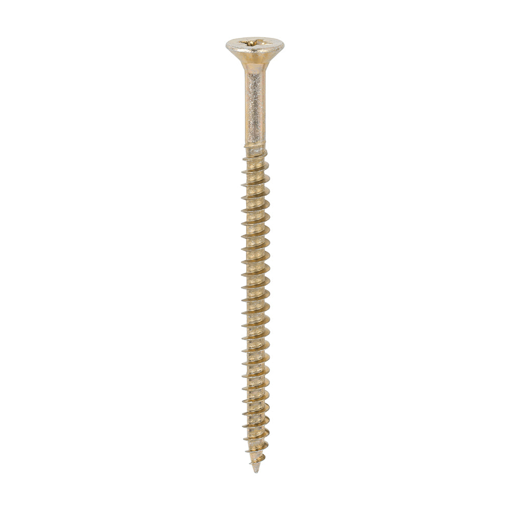 A single thread woodscrew mainly used in various types of timber and man-made boards or or into masonry with the use of a plastic plug.