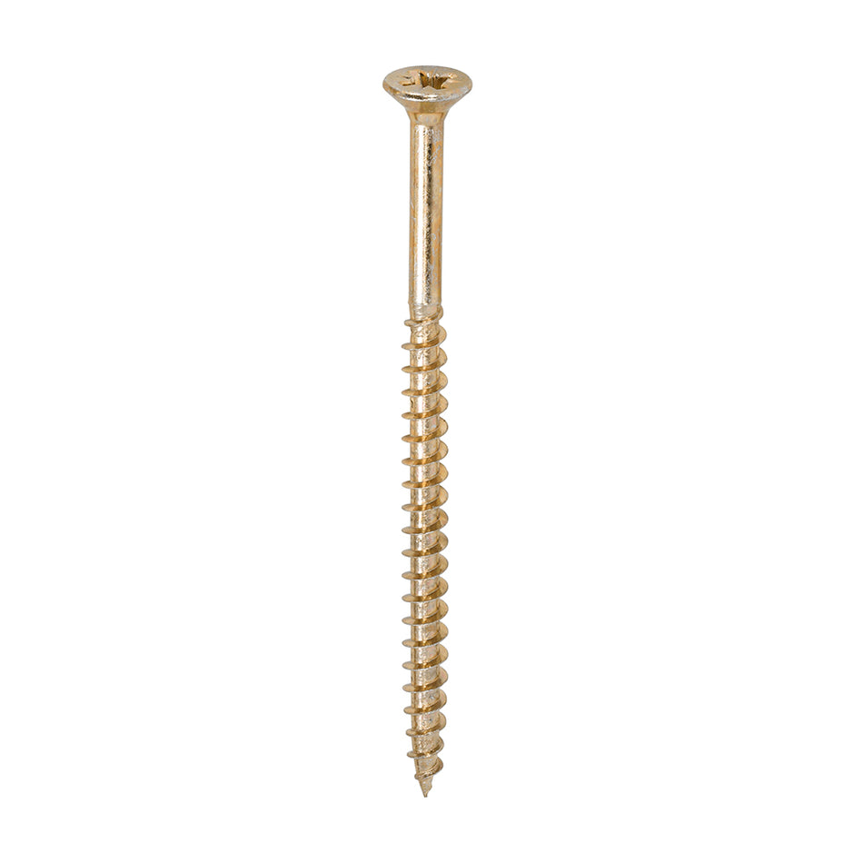 A single thread woodscrew mainly used in various types of timber and man-made boards or or into masonry with the use of a plastic plug.