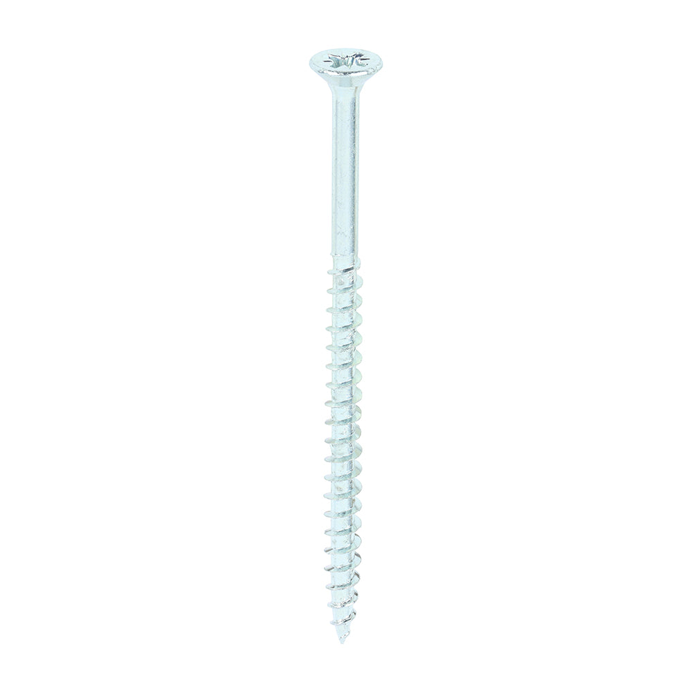 A single thread woodscrew mainly used in various types of timber and man-made boards or into masonry with the use of a plastic plug.