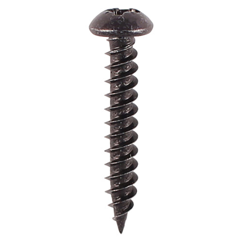 A twin-threaded woodscrew with a black organic finish designed to be used with a black ironmongery.