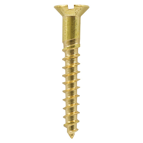 Traditional polished, solid brass slotted woodscrews. Ideal for applications where a traditional cosmetic finish is required or for use in a corrosive environment.   