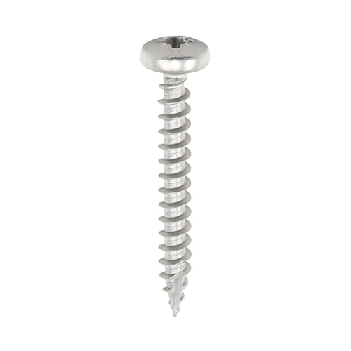 All the features and superior performance of the Classic Multi-Purpose Screw. Manufactured from A2 Stainless Steel. Ideal where ultimate corrosion resistance is required when fixing to softwoods, hardwood (pre-drilled), chipboard, MDF and plastic. Stainless steel must be used where there is corrosive environment and/or the base material has inherent corrosive characteristics e.g. Green Oak.