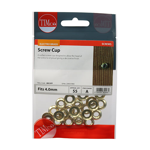 A surface screw cup designed to allow the head of the screw to sit proud giving a decorative finish. 