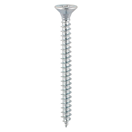 A single thread woodscrew mainly used in various types of timber and man-made boards or into masonry with the use of a plastic plug. 