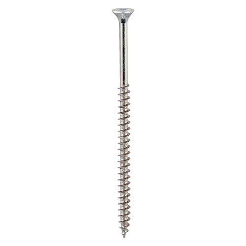 A single thread woodscrew mainly used in various types of timber and man-made boards or or into masonry with the use of a plastic plug.