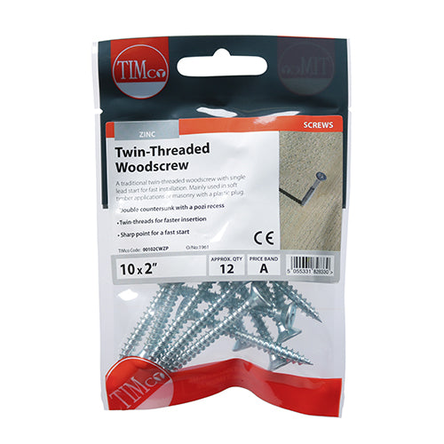 A traditional twin-thread woodscrew with single lead start for a fast installation. Mainly used in soft timber applications or masonry with a plastic plug. NOTE: Partially threaded. 