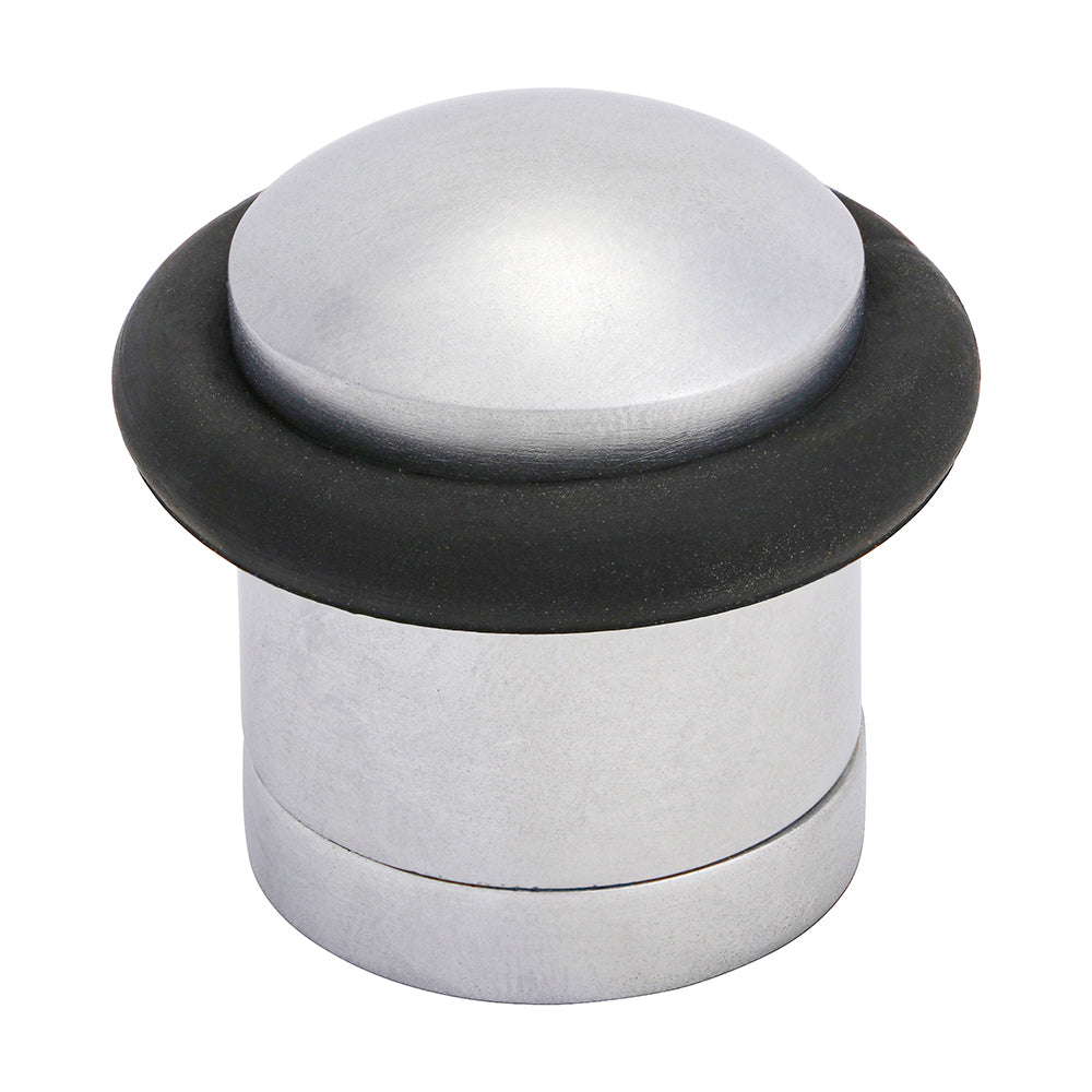 This door stop is floor mounted  and can be positioned at any point of the door opening. The stop has a concealed fixing for added aesthetics. A rubber buffer prevents damage to doors. Finished with high quality plated finishes to add a decorative feature.