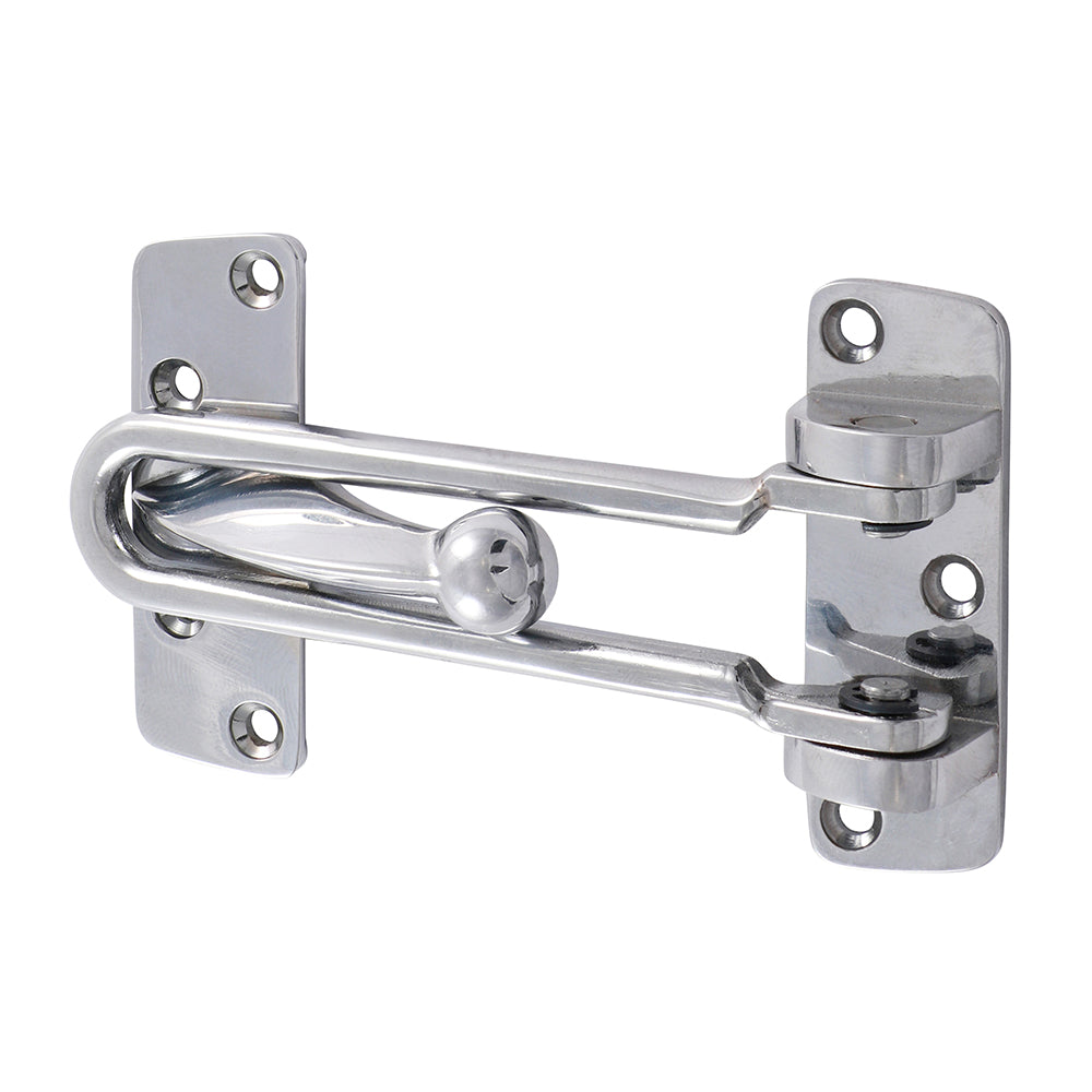 When engaged door restrictors reduce the opening of the door enabling the occupant to identify and speak to the caller before the door is released and restrain against a forced attack. They are easier to operate and quieter than a standard door chain.