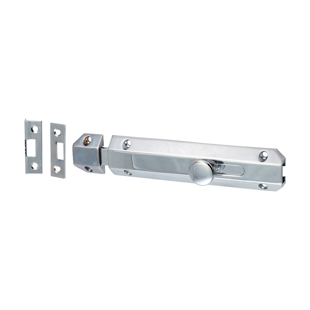 A high quality designer bolt commonly used for securing french doors. The bolt comes supplied with all three keeps required for flush and recessed mounted doors.