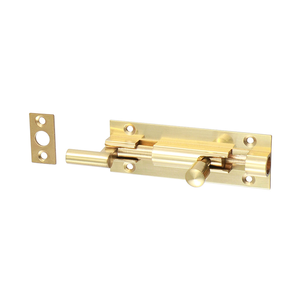 Necked barrel bolts are used for securing recessed fitted doors in a closed position.