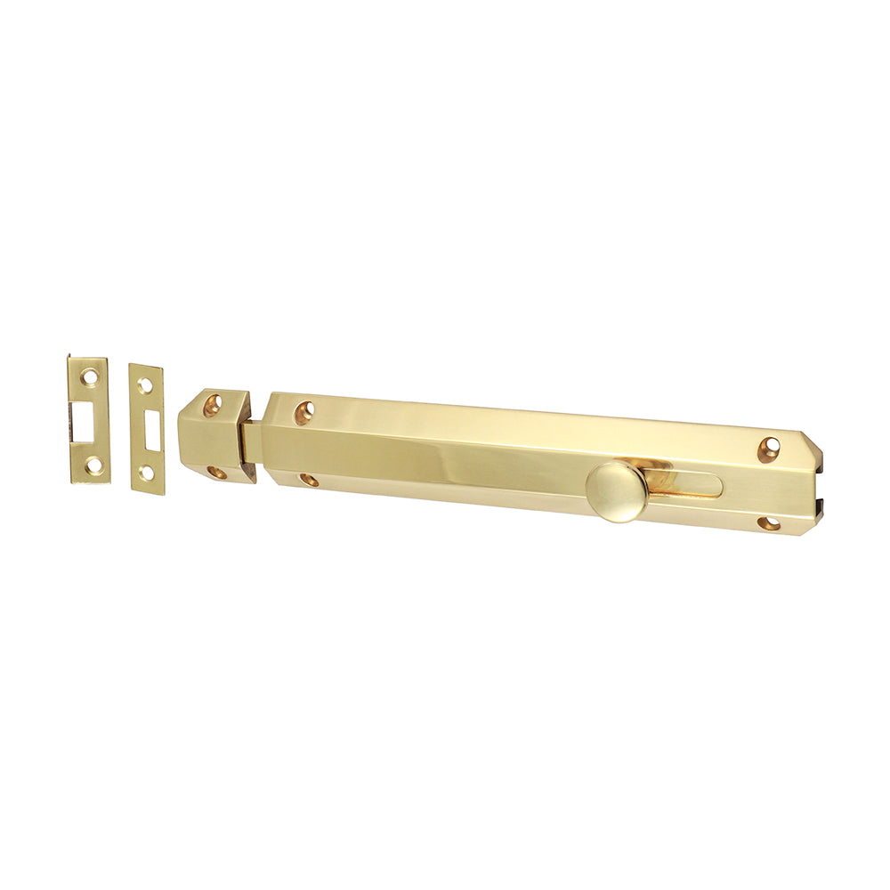 A high quality designer bolt commonly used for securing french doors. The bolt comes supplied with all three keeps required for flush and recessed mounted doors.