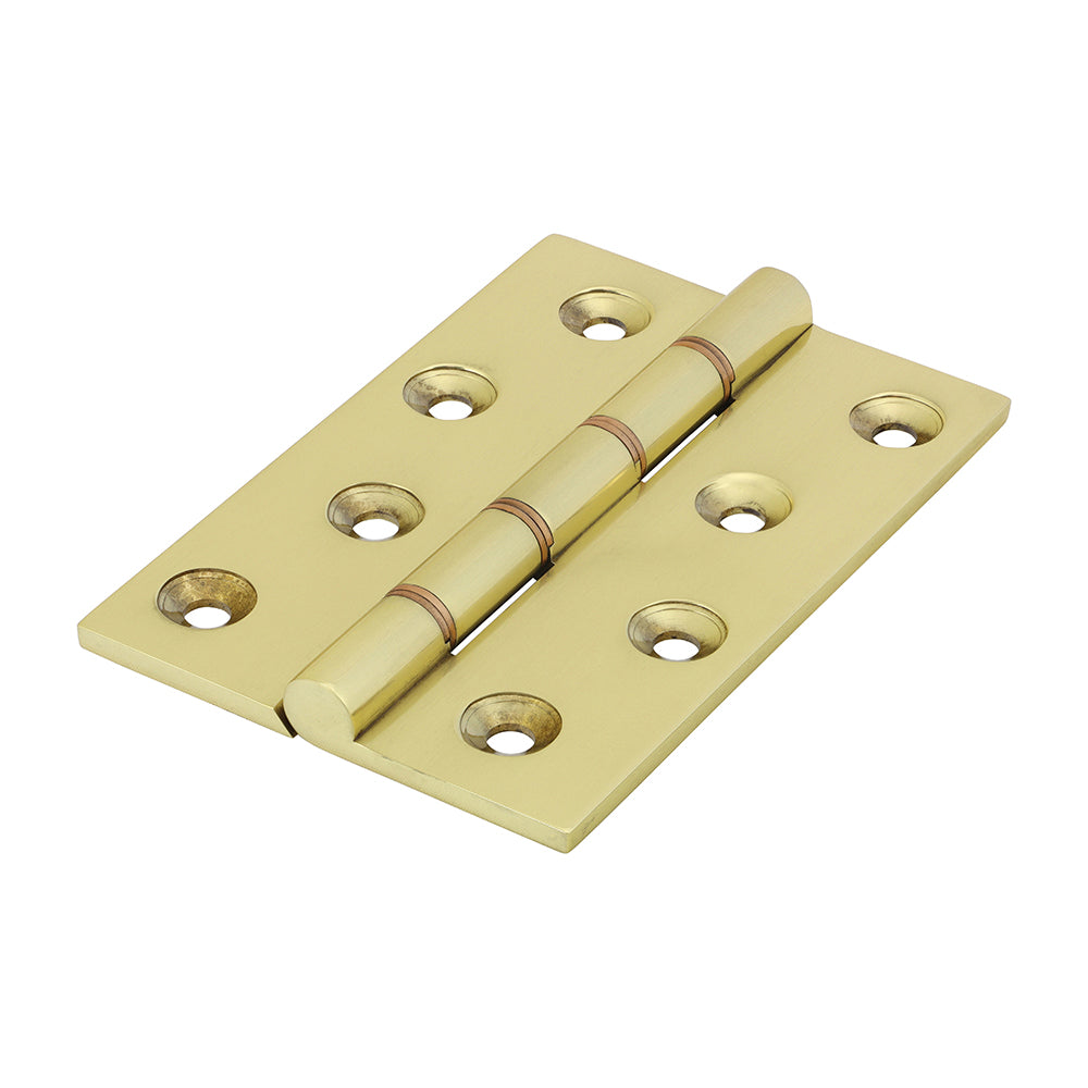 Double phosphor bronze washered hinges are made to a high specification from solid drawn brass and brass pins to guarantee no rust and a high quality long lasting finish. They are ideal for hanging internal and external doors in domestic applications. Featuring phosphor bronze washers to prevent knuckle wear and long lasting operation. Fixings included.