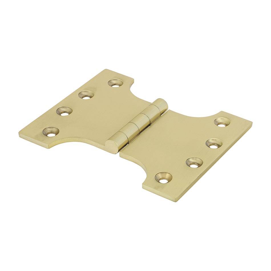 Brass parliament hinges are made from high quality extruded brass with solid brass pins to guarantee no rust and a long lasting finish.  They are ideal for internal and external doors and are commonly fitted when projecting architraves would prevent the door from opening properly when fitted with normal butt hinges. They also allow the door to open to 180 degrees making them ideal for applications when the door is required to fold back on itself