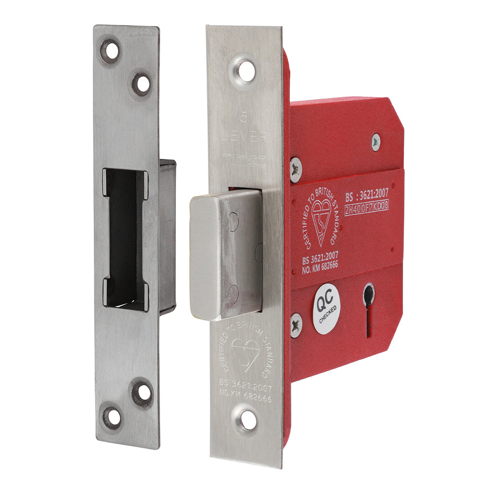 A high security mortice lock for use in interior and exterior doors in commercial and domestic environments. The lock has been rigorously tested to BS 3621:2007 which is a common requirement of building and content insurance policies.