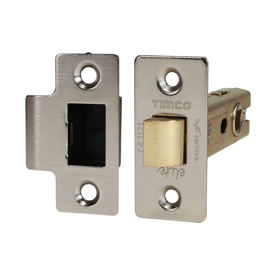 A medium duty tubular latch suitable for use in domestic and commercial applications. The latch should be used with sprung door furniture.