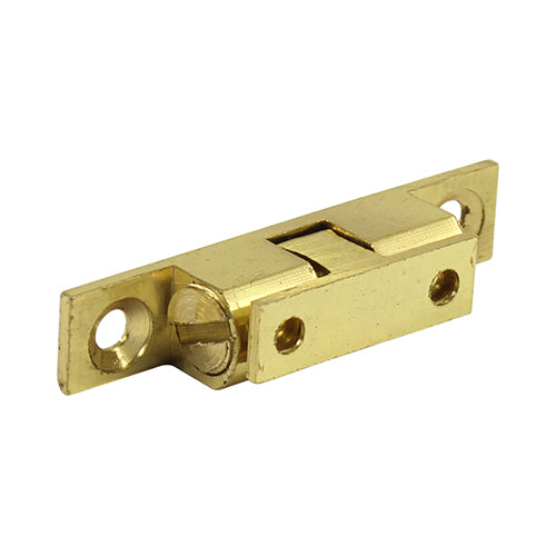 A solid brass push fit catch for securing cupboard or cabinet doors. 