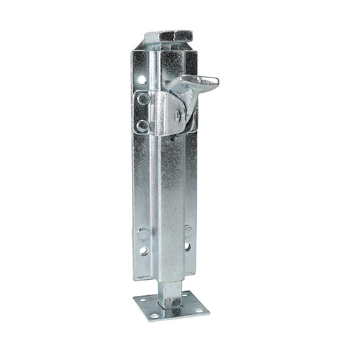 Garage foot bolts are used for securing the bottom of garage doors and gates. They are foot operated making them ideal for environments where a hands free operation is needed. Fixings not included.  