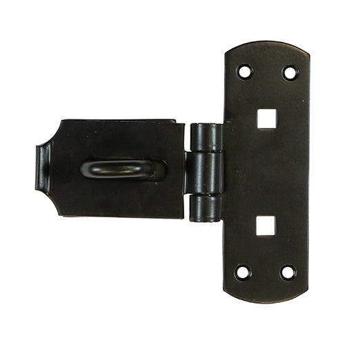 A high security, heavy duty hasp and staple for sheds, gates and doors in heavy domestic, commercial and agricultural applications. The vertical pattern fixing plate makes this ideal for fitting to a narrow stile door or frame. Bolt fixed for additional security. Fixings included. 