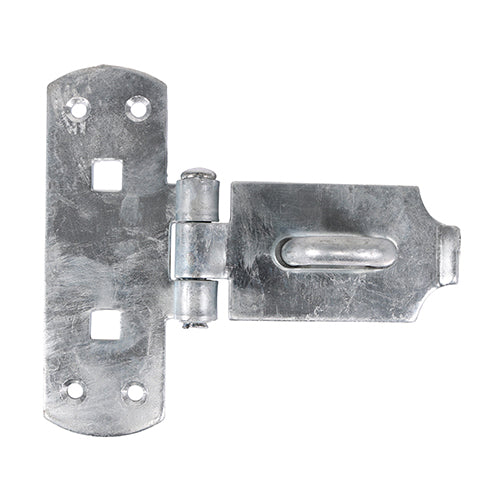 A high security, heavy duty hasp and staple for sheds, gates and doors in heavy domestic, commercial and agricultural applications. The vertical pattern fixing plate makes this ideal for fitting to a narrow stile door or frame. Bolt fixed for additional security. Fixings not included.  