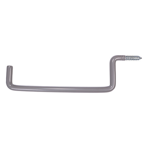 Heavy gauge utility hook for the hanging of ladders. Durable anti-scratch PVC coating. Can be fitted to pre-drilled timber or to masonry in a pre-drilled hole and with plastic plug.