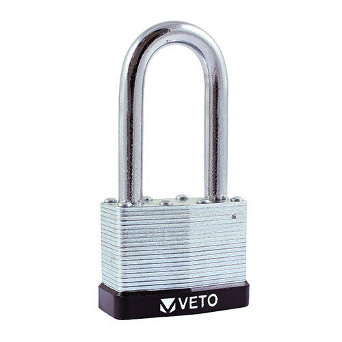 Standard laminated steel padlocks with long shackles to enable them to be used in situations when standard length types are too restrictive. Ideal for sheds, gates and chains. 