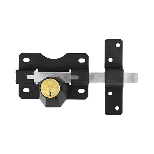 An ideal high security lock for gates where key access from the outside and inside is required. The lock features a long throw of 70mm to clear any gate to frame gaps. Supplied with a brass escutcheon for a clean flush finish around the lock cylinder or alternatively a rim lock escutcheon handle can be used (sold separately). Fixings included. 