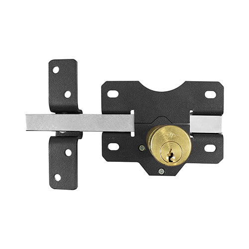 An ideal high security lock for gates where key access from the outside and inside is required. The lock features a long throw of 70mm to clear any gate to frame gaps. Supplied with a brass escutcheon for a clean flush finish around the lock cylinder or alternatively a rim lock escutcheon handle can be used (sold separately). Fixings included. 