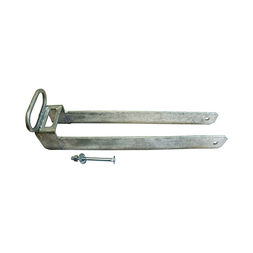 Ideal for securing pairs of gates in a closed position. Features a loop handle for ease of operation, particularly from the saddle of a horse. Fixings included. 