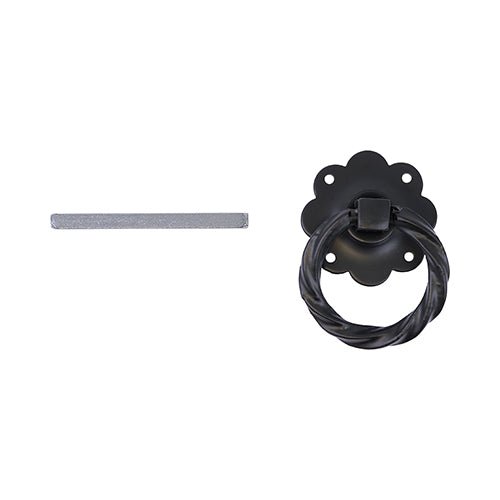 For use on light domestic gates. External handle allows the gate to be opened from the outside. The twisted pattern ring handle adds a decorative feature. Fixings included. 