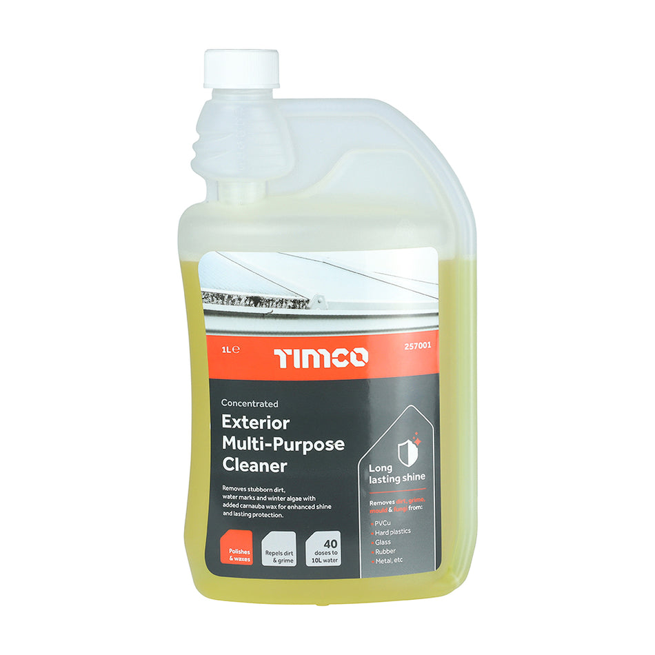 A multi-purpose cleaning product for removing dirt, algae, mould, fungi and general grime build up from a variety of external surfaces such as PVCu, hard plastics, glass, rubber, metal and more.  The pH neutral and biodegradable formula contains carnauba wax to leave surfaces looking clean and shiny. Ideal for cleaning conservatories, greenhouses, windows, roof lights, flat roofs and more. 