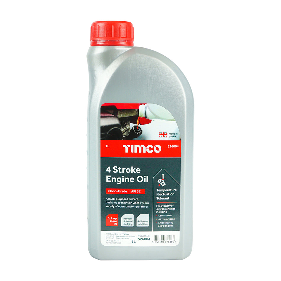 A premium quality lubricant, designed to maintain viscosity in a variety of operating temperatures. Containing a detergent inhibitor to assist sludge control, with added wear resistance and anti-oxidant properties. Ideal for a wide variety of engines in marine, agricultural and site applications such as lawnmowers, air compressors, small capacity petrol engines and more.